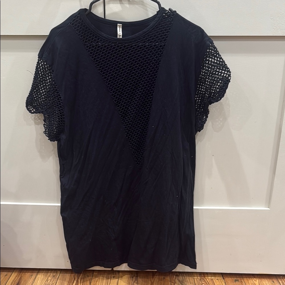 Black Mesh Sleeve Women's Top